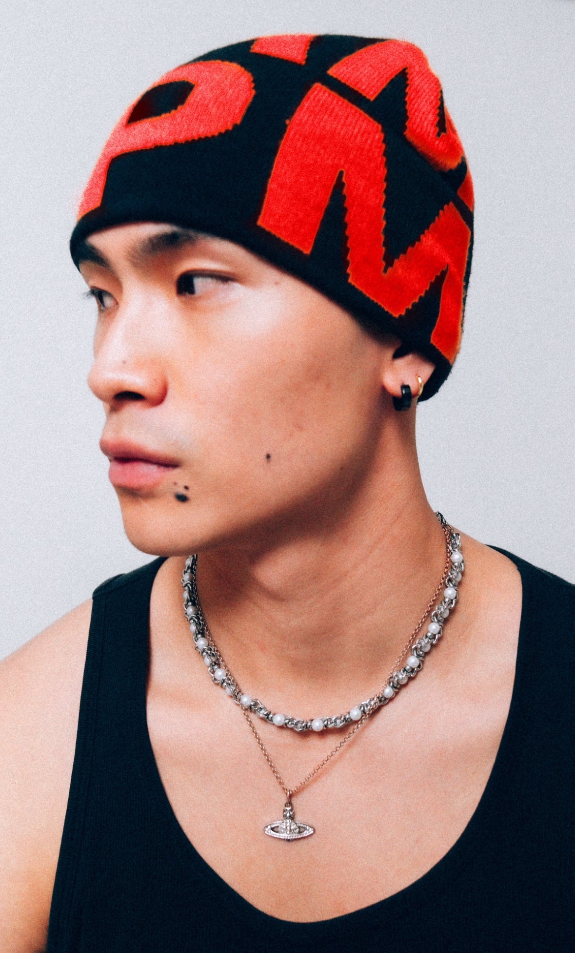LOGO BEANIE - BLACK/RED